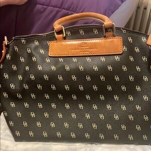 Dooney & Bourke Black and Brown Logo Satchel